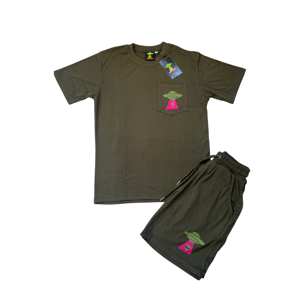 Alien Movement Olive T-Shirt & Short Set